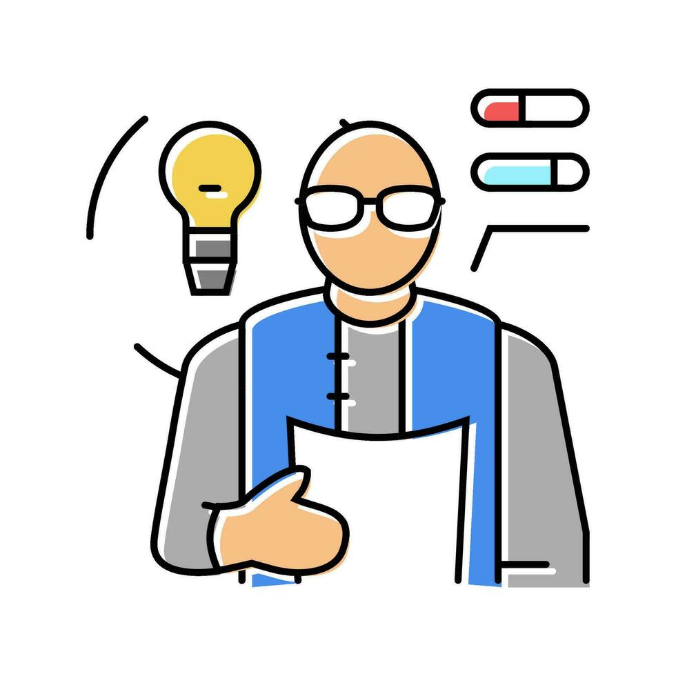 desarrollador científico trabajador color icono vector ilustración