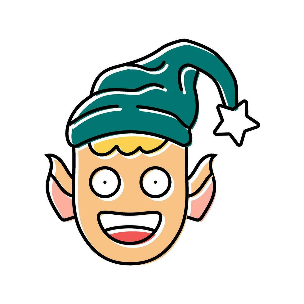 head elf christmas cute color icon vector illustration