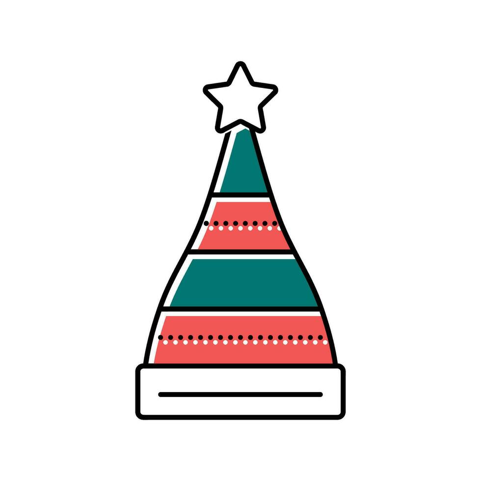 hat elf cute holiday color icon vector illustration