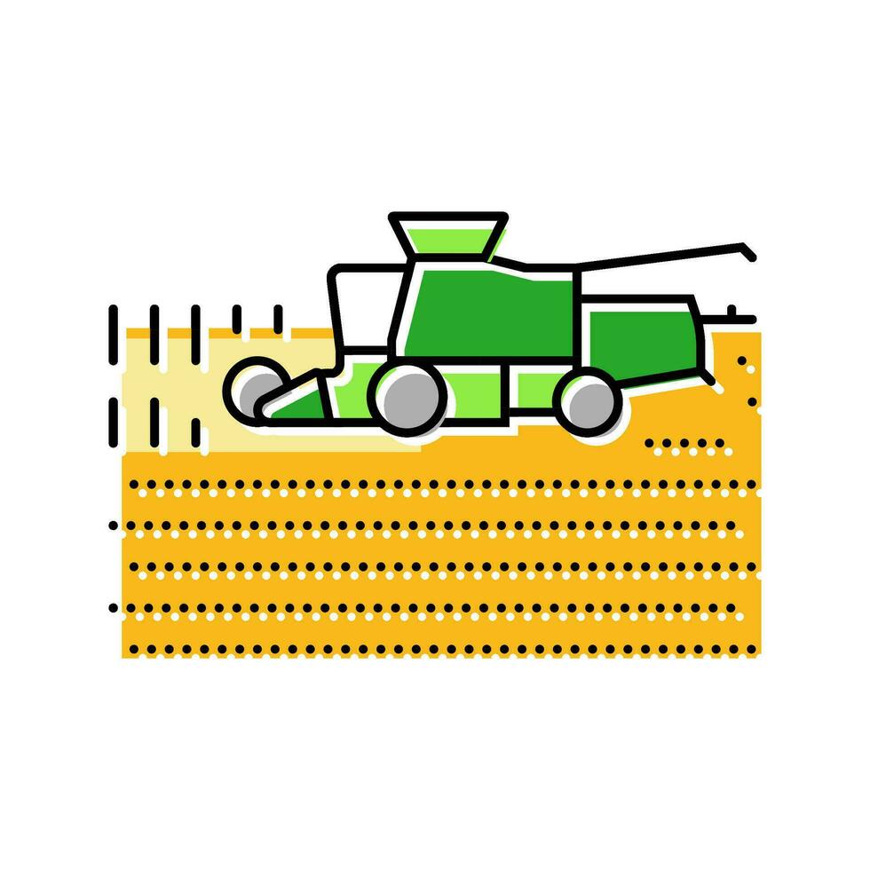 harvester harvesting field wheat color icon vector illustration