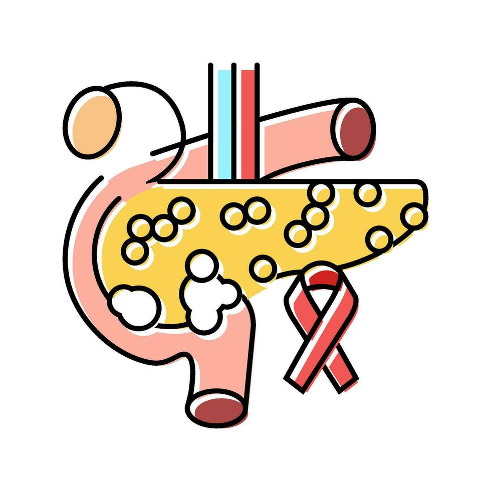 pancreático cáncer color icono vector ilustración