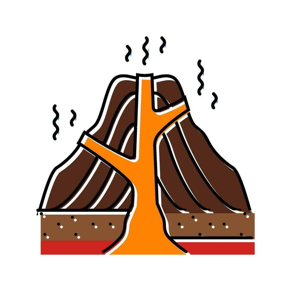 estratovolcán lava color icono vector ilustración
