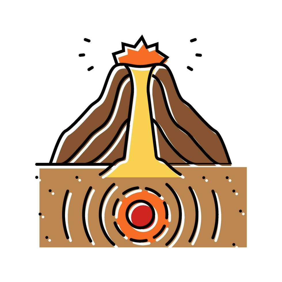 volcanic earthquake disaster color icon vector illustration