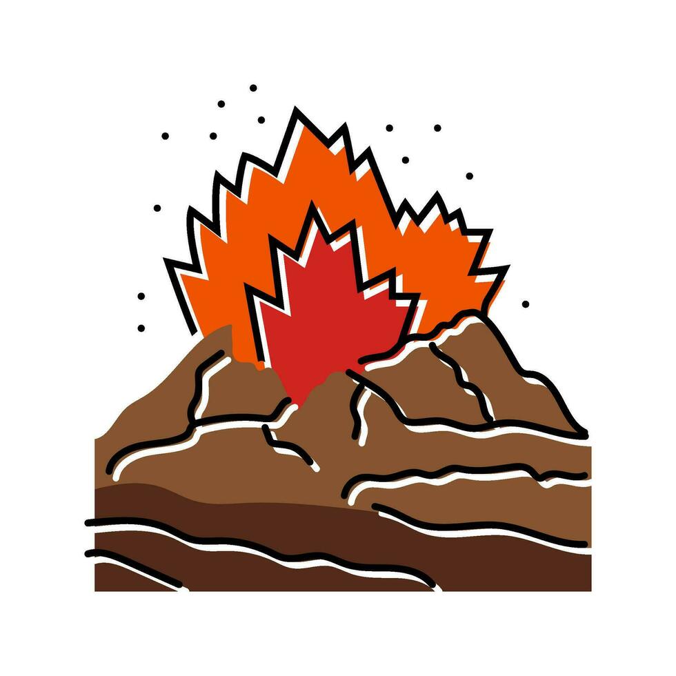 dangerous exploding volcano color icon vector illustration