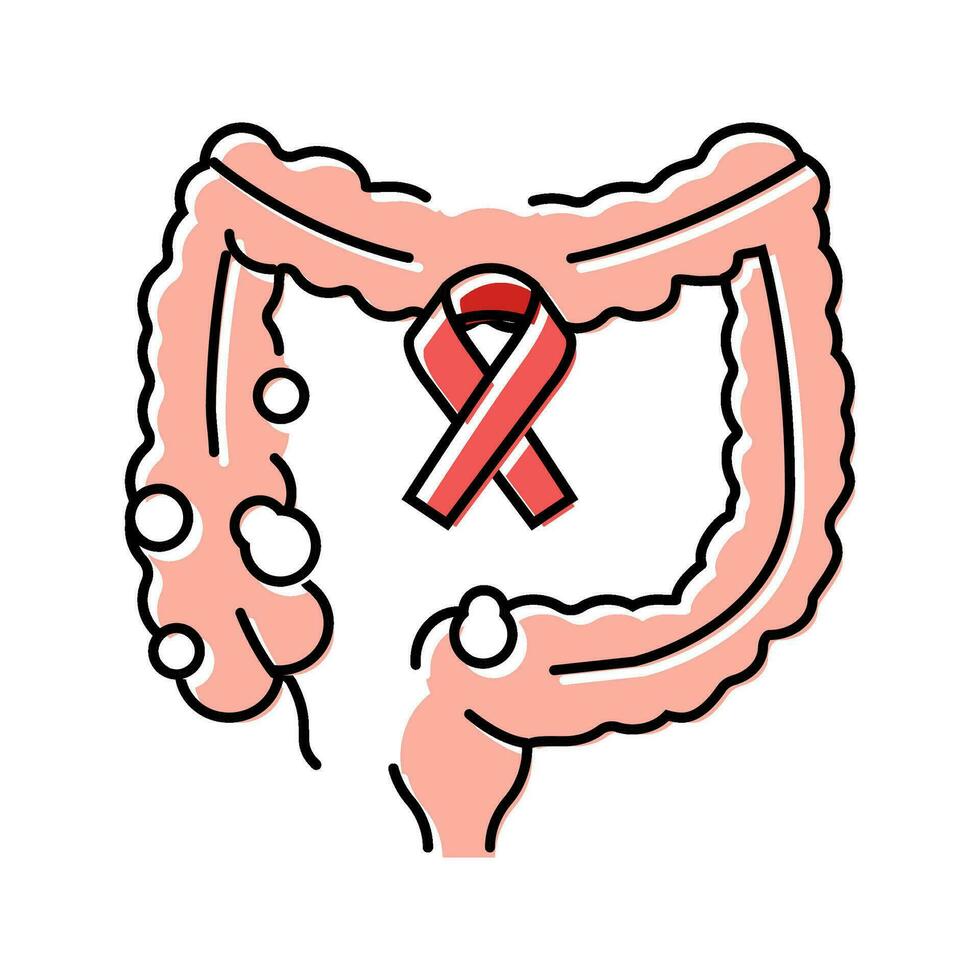 colon rectal cancer color icon vector illustration