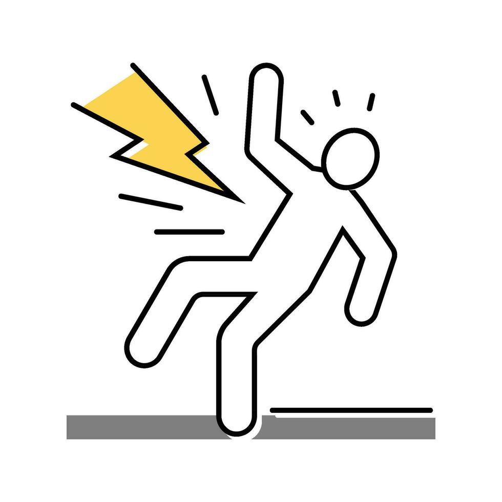 lightning strike man accident color icon vector illustration