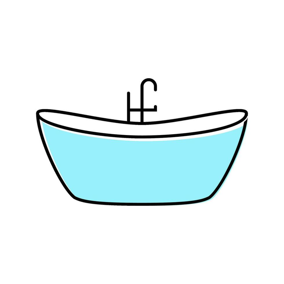 bañera baño interior color icono vector ilustración