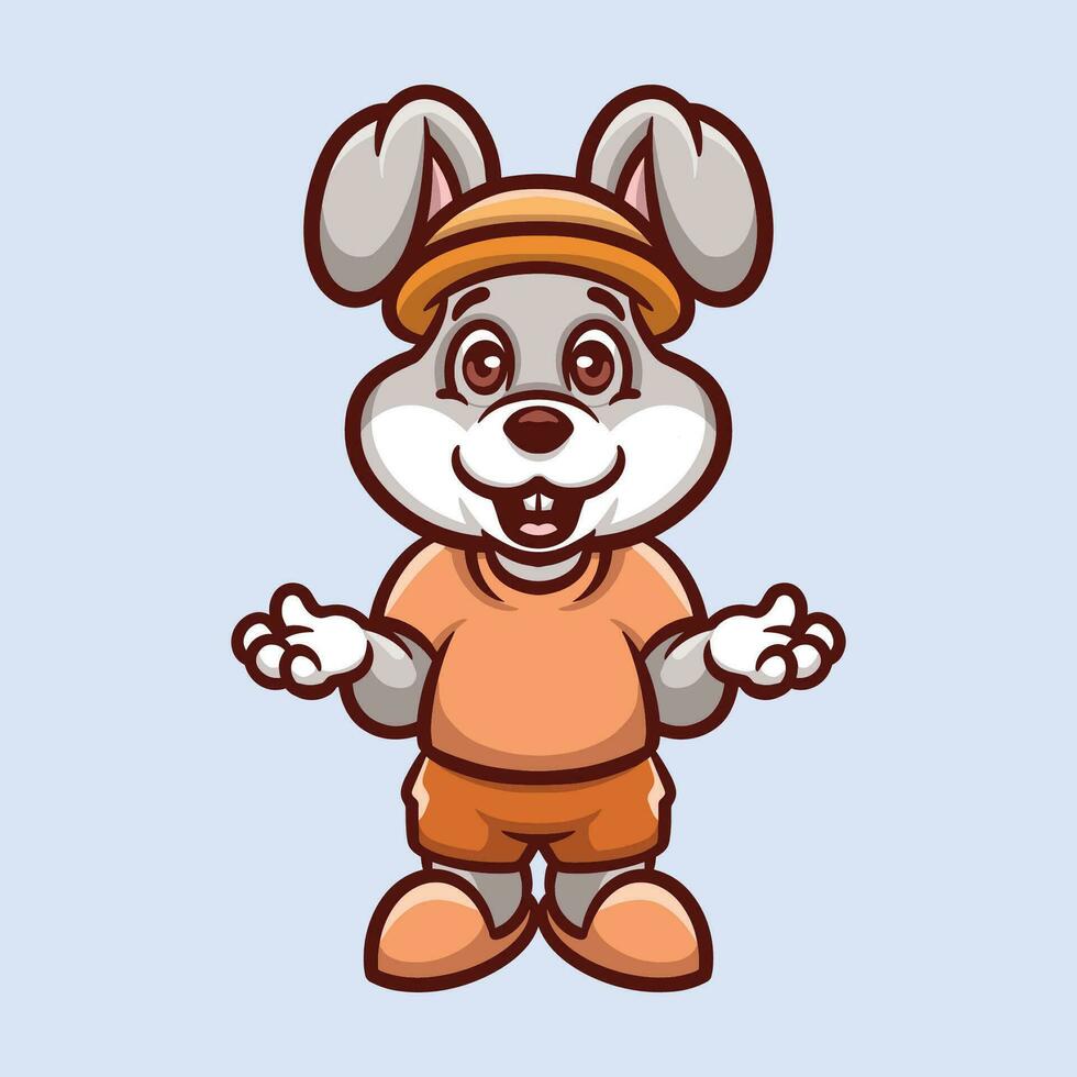 Orange Shirt Rabbit Cartoon Illustration vector