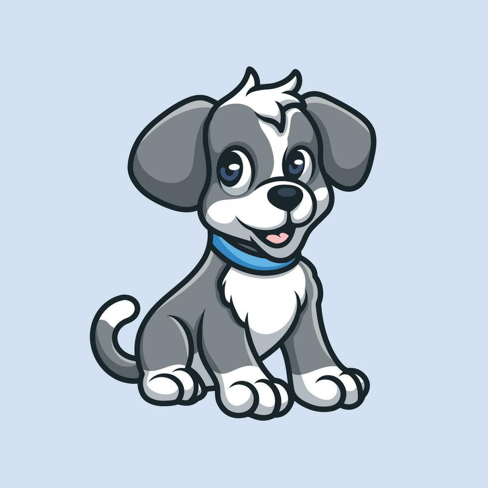 gris perro azul colar vector