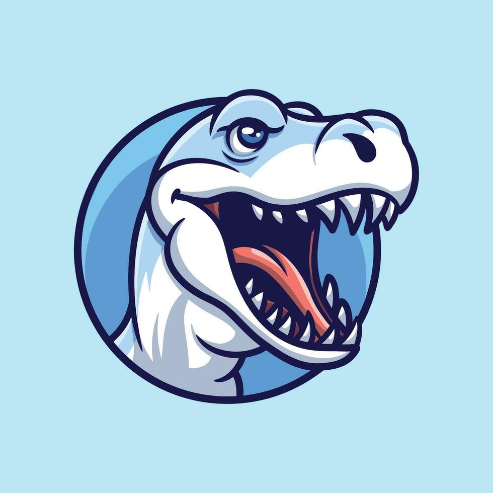 Blue T Rex Head Cartoon Illustration vector