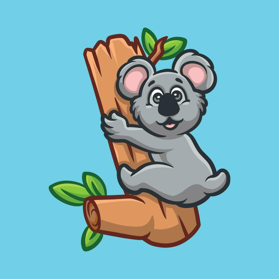 Climbing Koala Cartoon Illustration vector