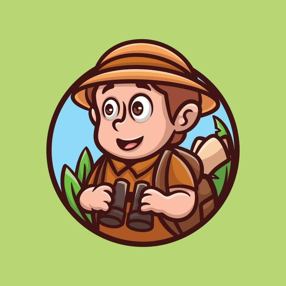 Jungle Explorer Cartoon Illustration vector