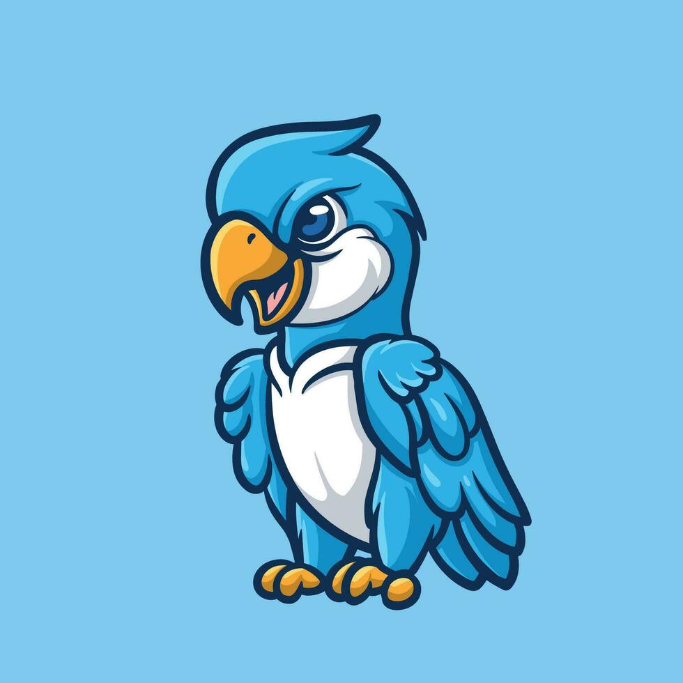 Angry Blue Eagle Cartoon Illustration vector