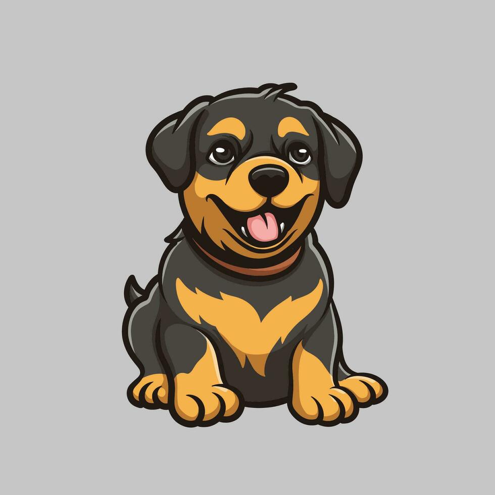 linda Rottweiler dibujos animados ilustración vector