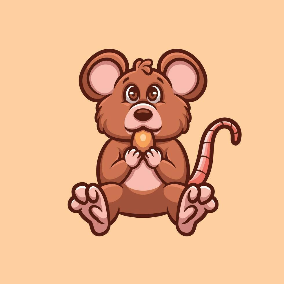 Mouse Eating Cartoon Illustration vector