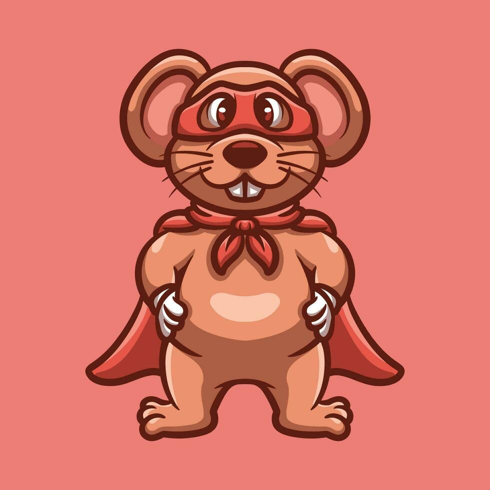 Mouse Hero Cartoon Illustration vector