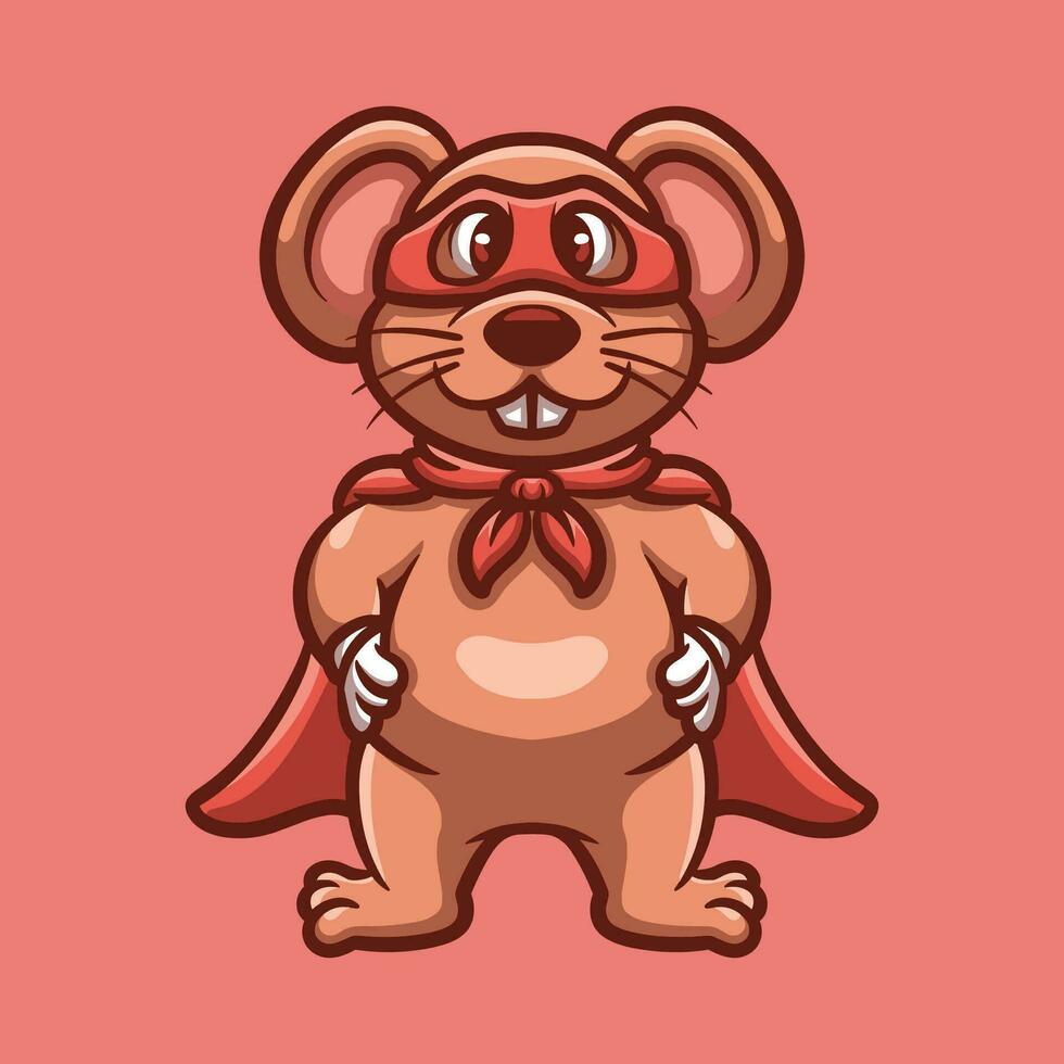 Mouse Hero Cartoon Illustration vector