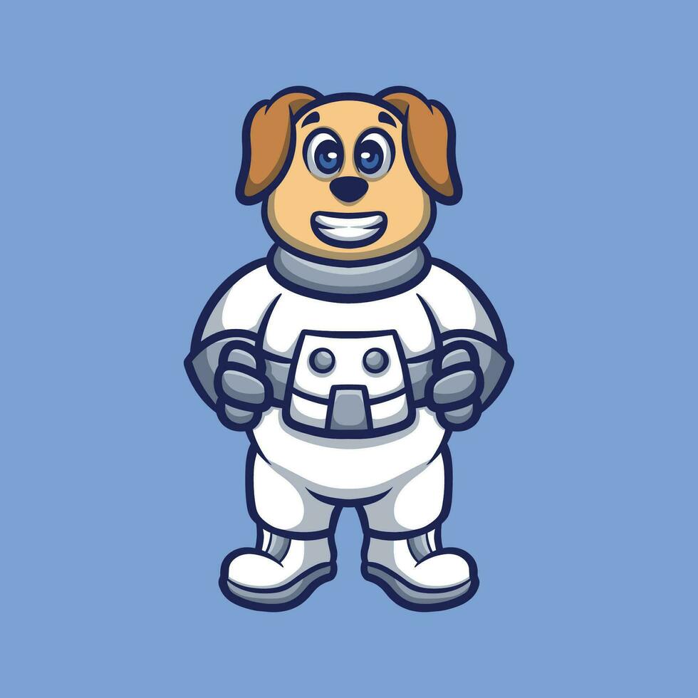 Dog Astronaut Cartoon Illustration vector