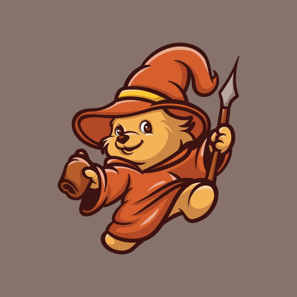 Bear Wizard Cartoon Illustration vector