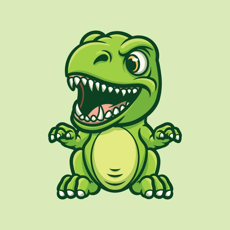 verde t rex dibujos animados ilustración vector