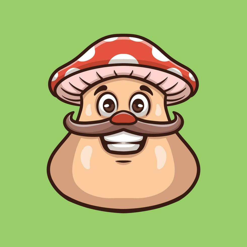 Mushroom Mustache Cartoon Illustrasion vector