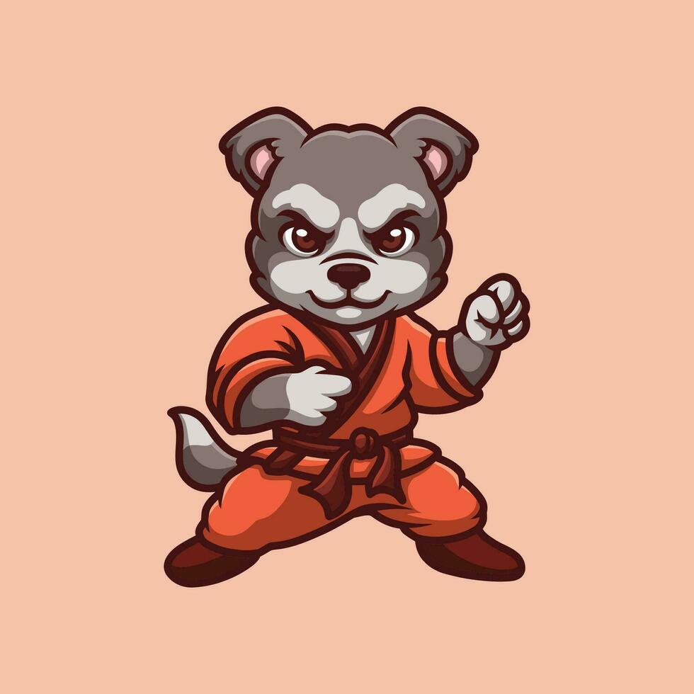 gris perro kungfu vector