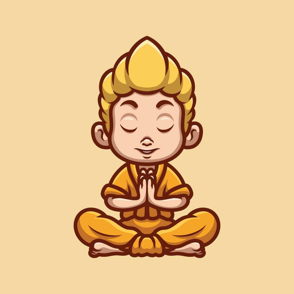 Kids Monk Cartoon Illustration vector