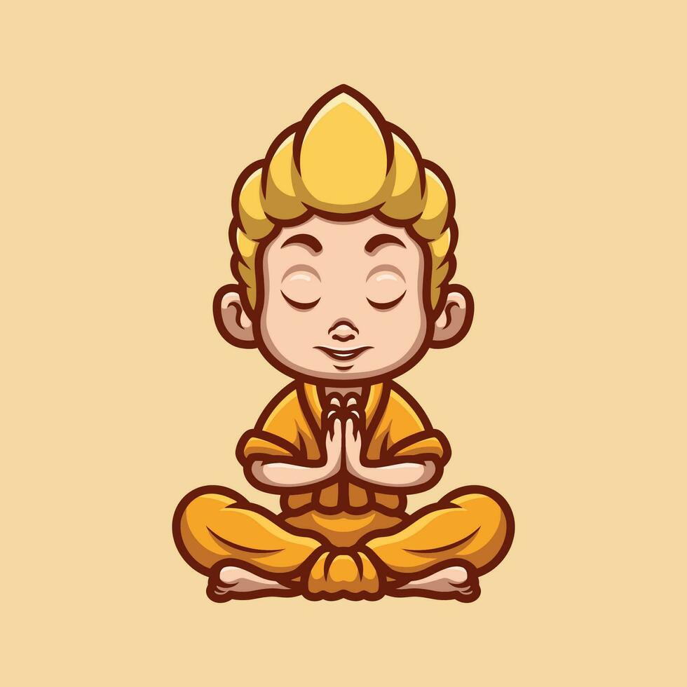 Kids Monk Cartoon Illustration vector