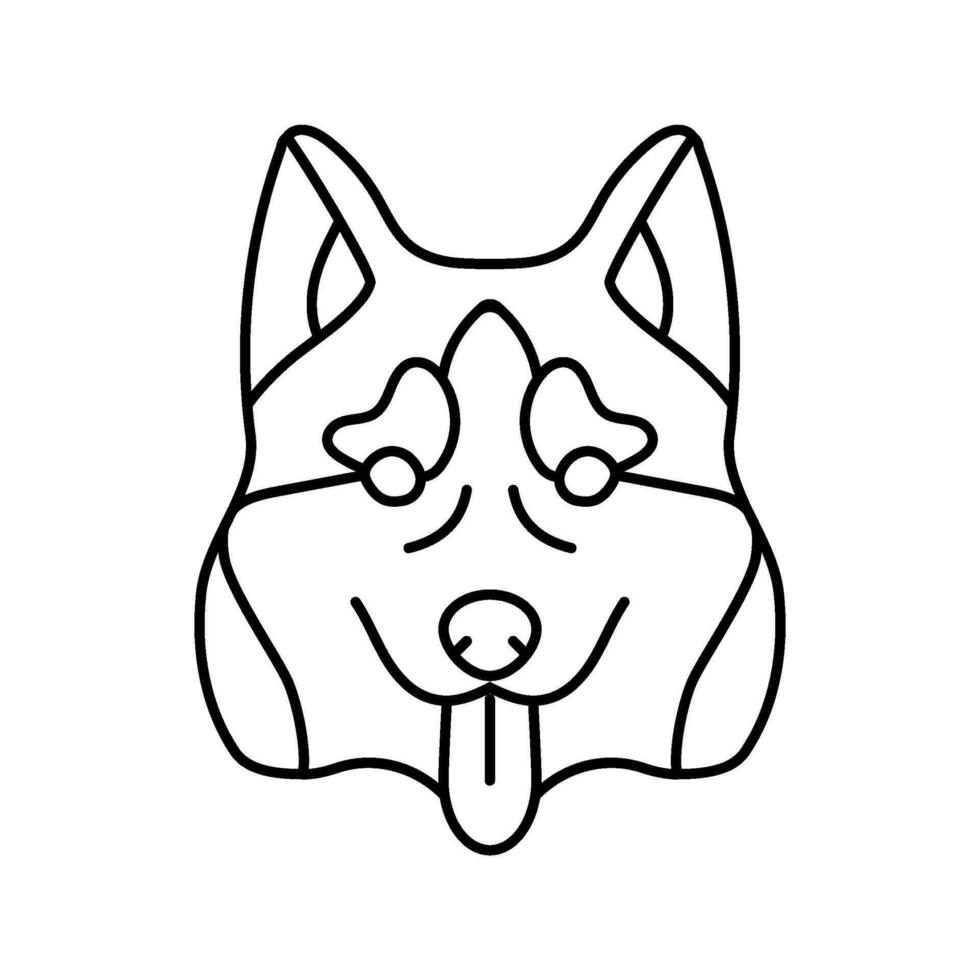 siberiano fornido perro perrito mascota línea icono vector ilustración