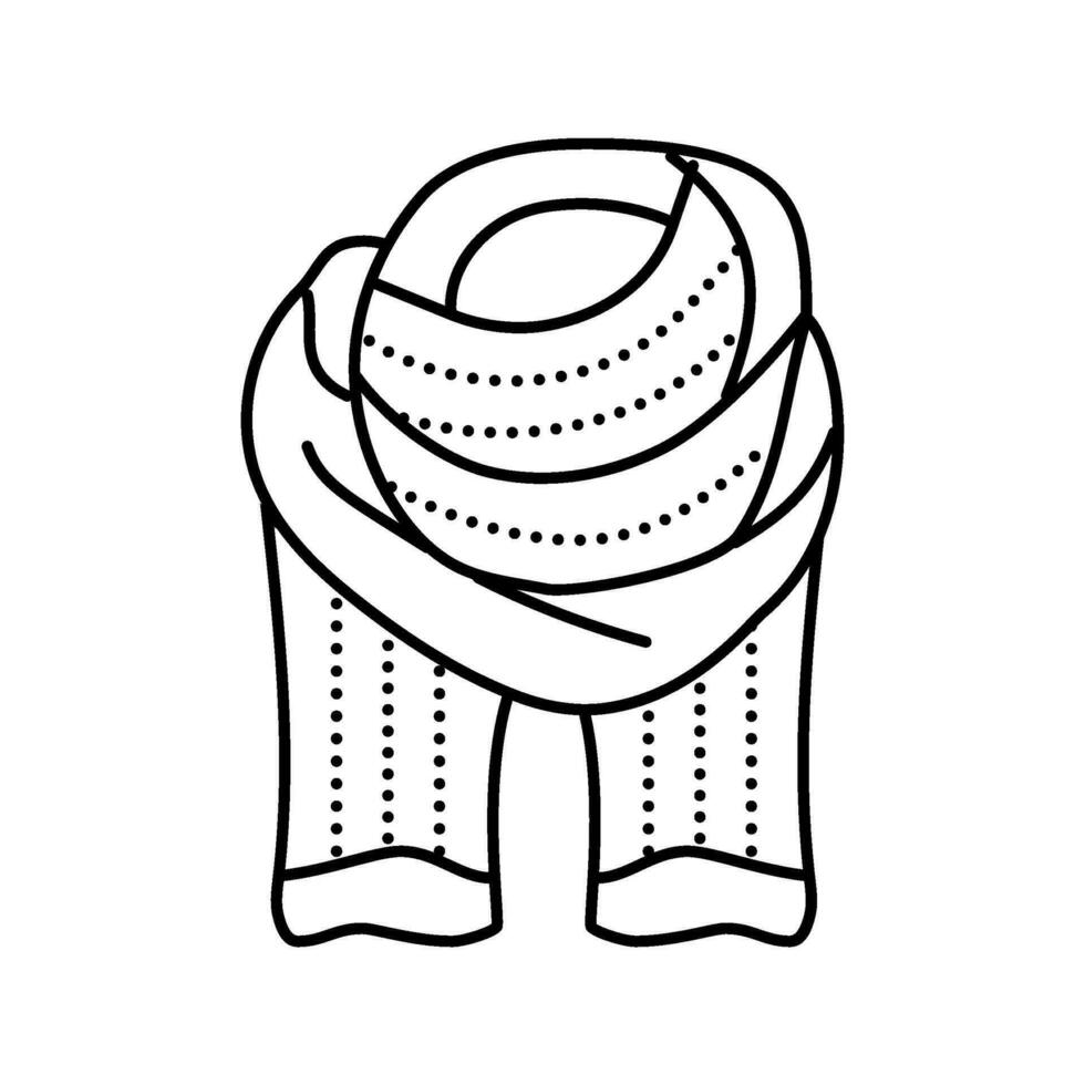 scarf knitting wool line icon vector illustration