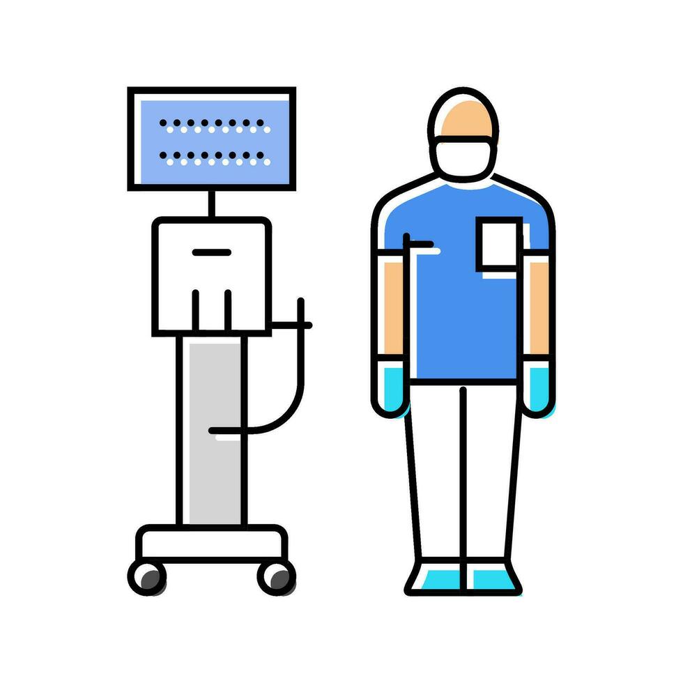 respiratory therapist ventilator color icon vector illustration