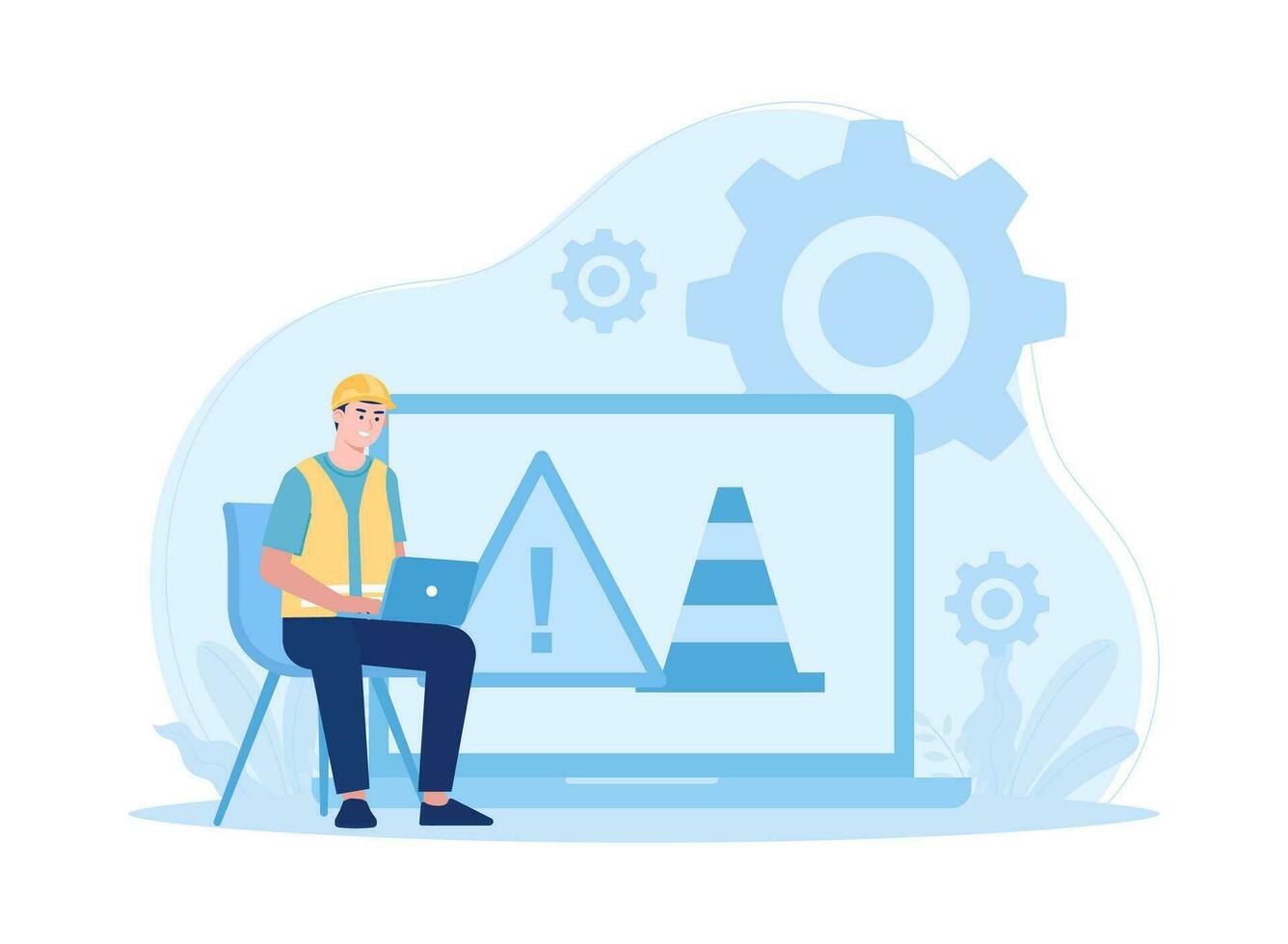 laptop troubleshooting service concept flat illustration vector