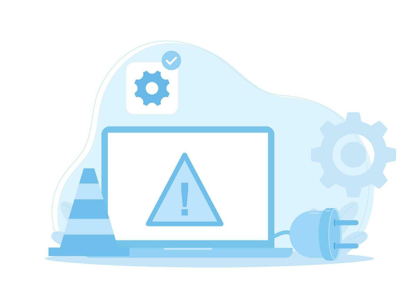 ordenador portátil eléctrico problemas concepto plano ilustración vector