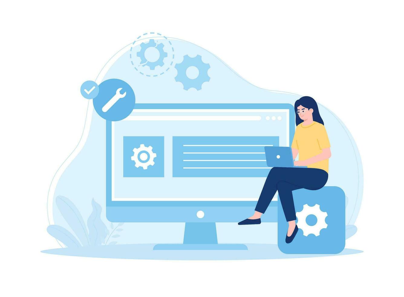 programming software problems on computers concept flat illustration vector