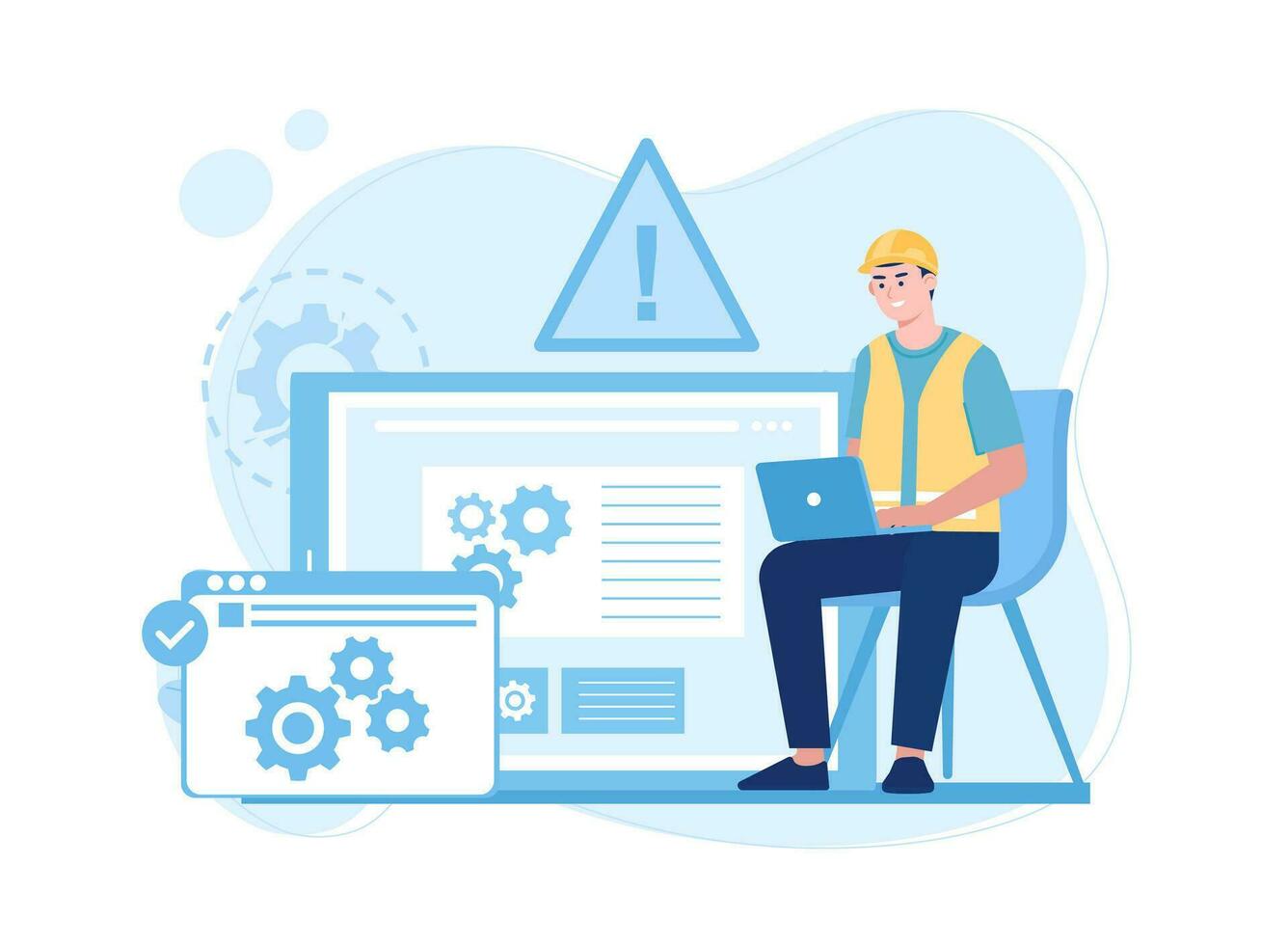 laptop troubleshooting service concept flat illustration vector