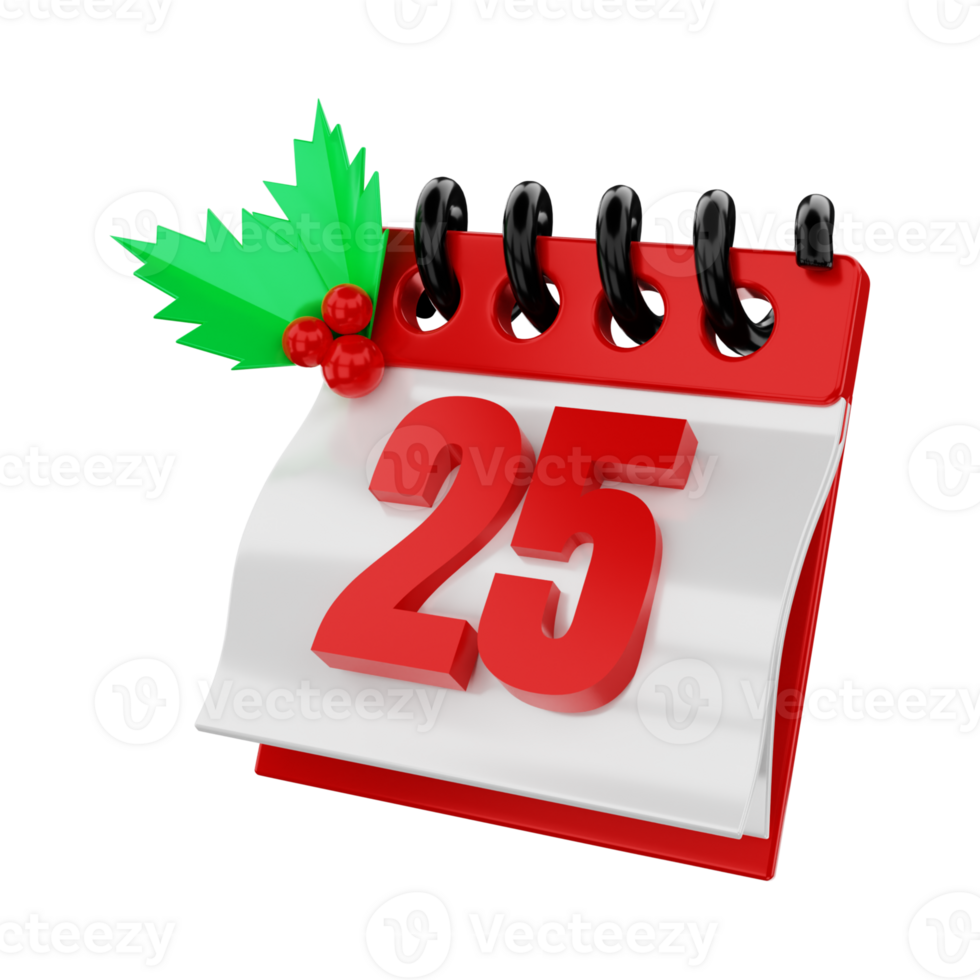 Christmas calendar icon Isolated Holly Berry With Leaves. Christmas concept. png