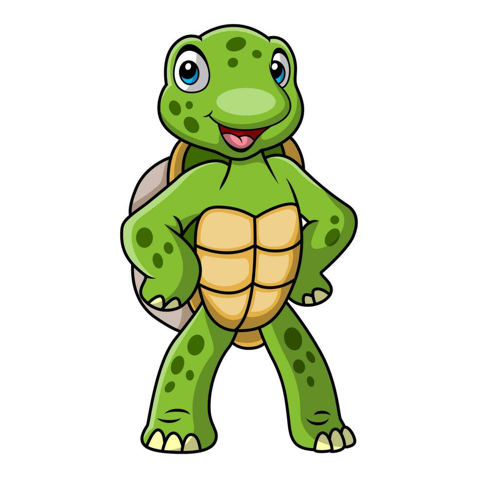 Cute turtle cartoon on white background vector