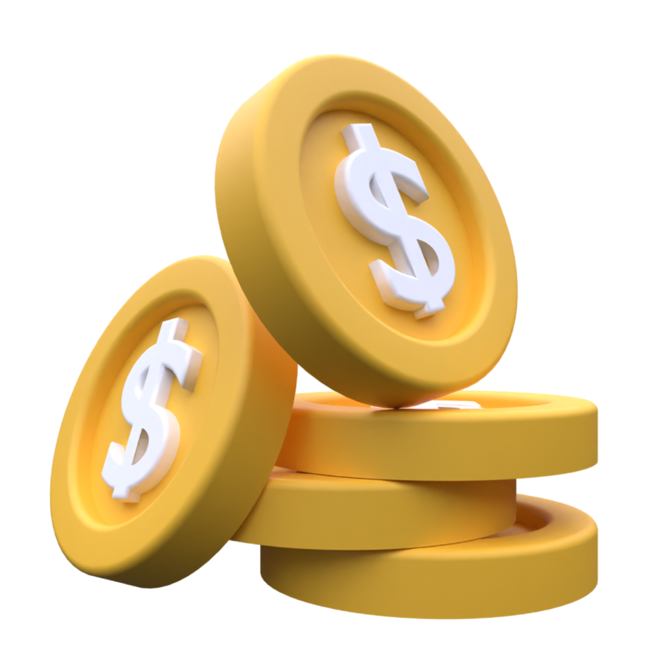 unique 3d rendering dollar coin icon simple.Realistic vector illustration png