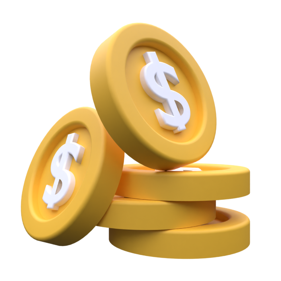 unique 3d rendering dollar coin icon simple.Realistic vector illustration png