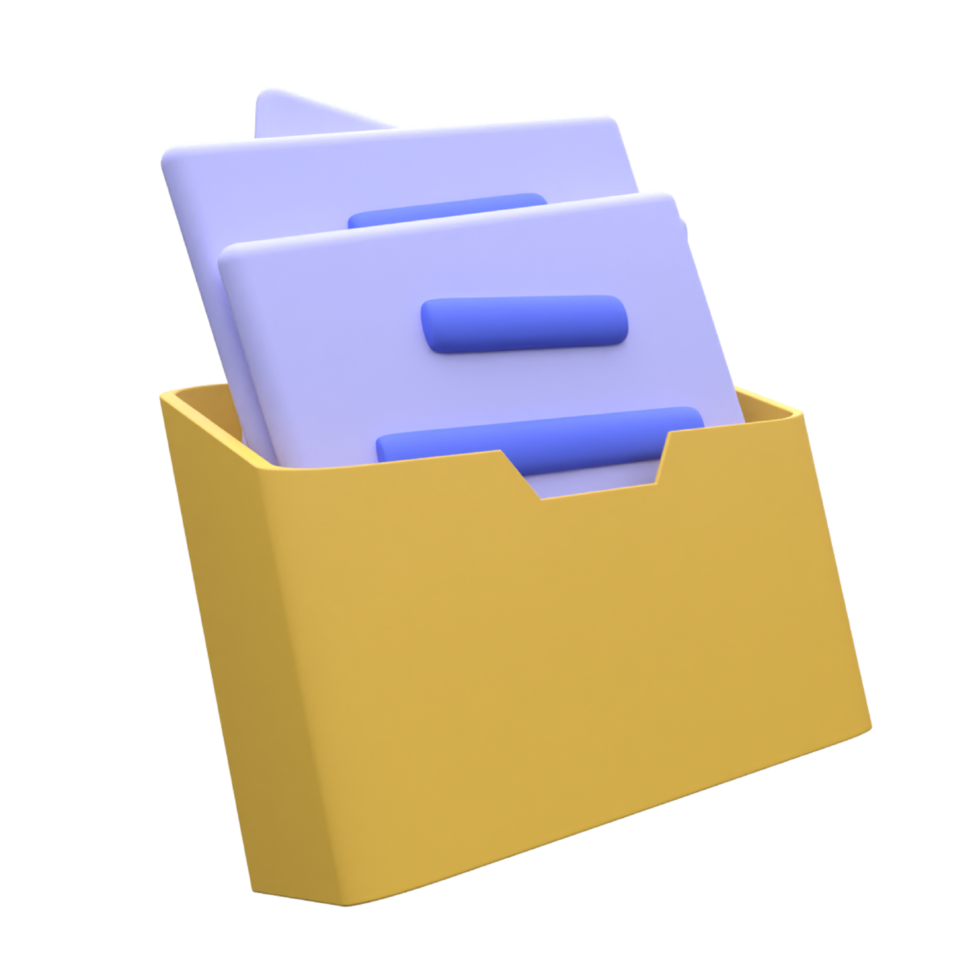 unique 3d render file archive folder icon illustration.Realistic vector illustration png