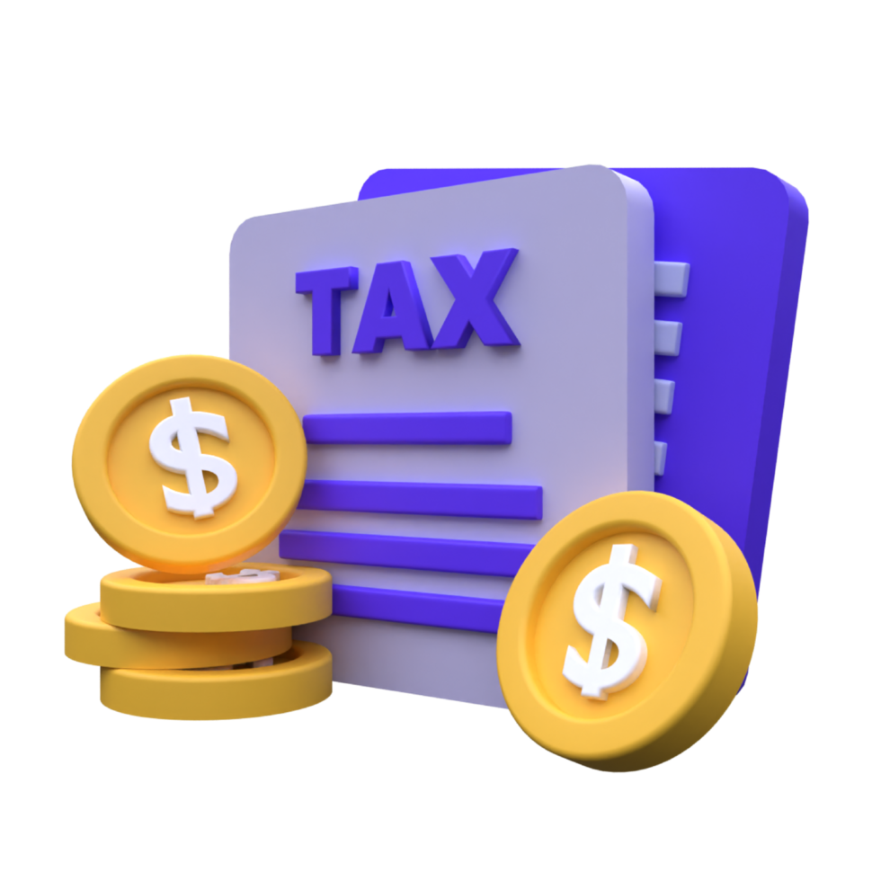 unique 3d rendering tax report icon simple.Realistic vector illustration png