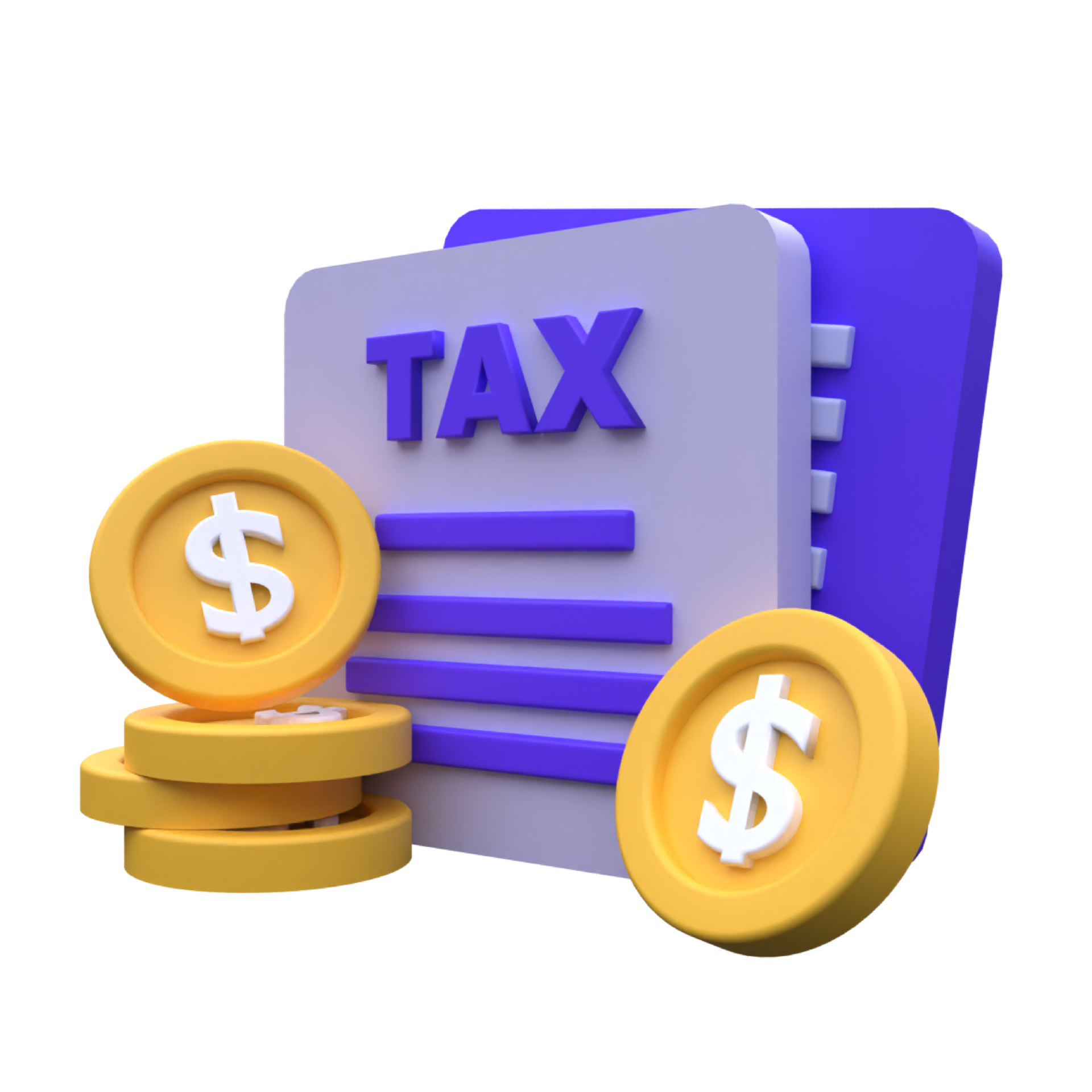 unique 3d rendering tax report icon simple.Realistic vector