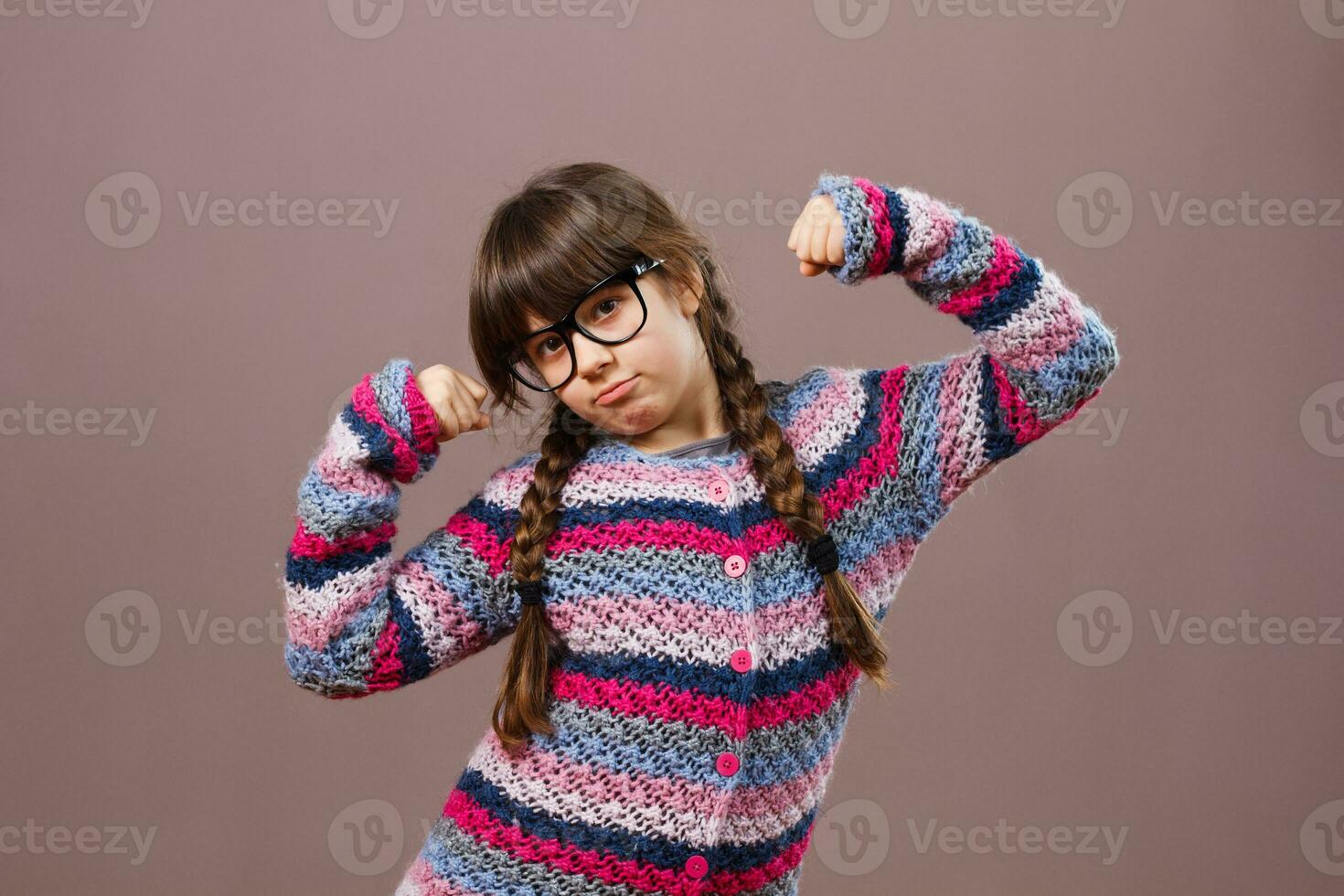 Confident little nerd girl photo