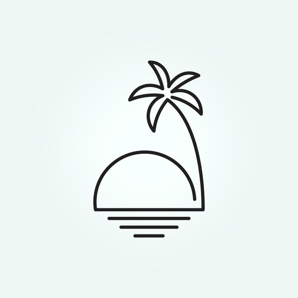 palm tree line art logo vector illustration template design