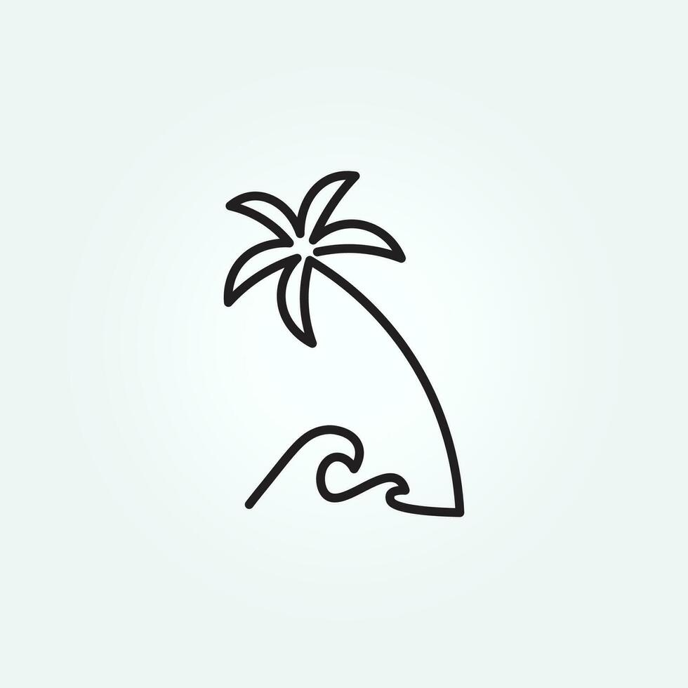 palm tree line art logo vector illustration template design