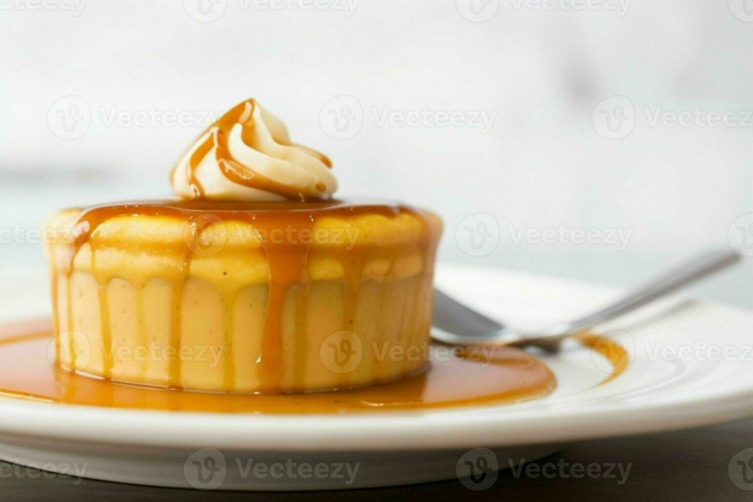 AI generated Caramel custard pudding. Pro Photo