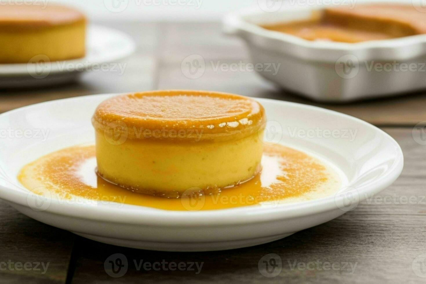 AI generated Caramel custard pudding. Pro Photo