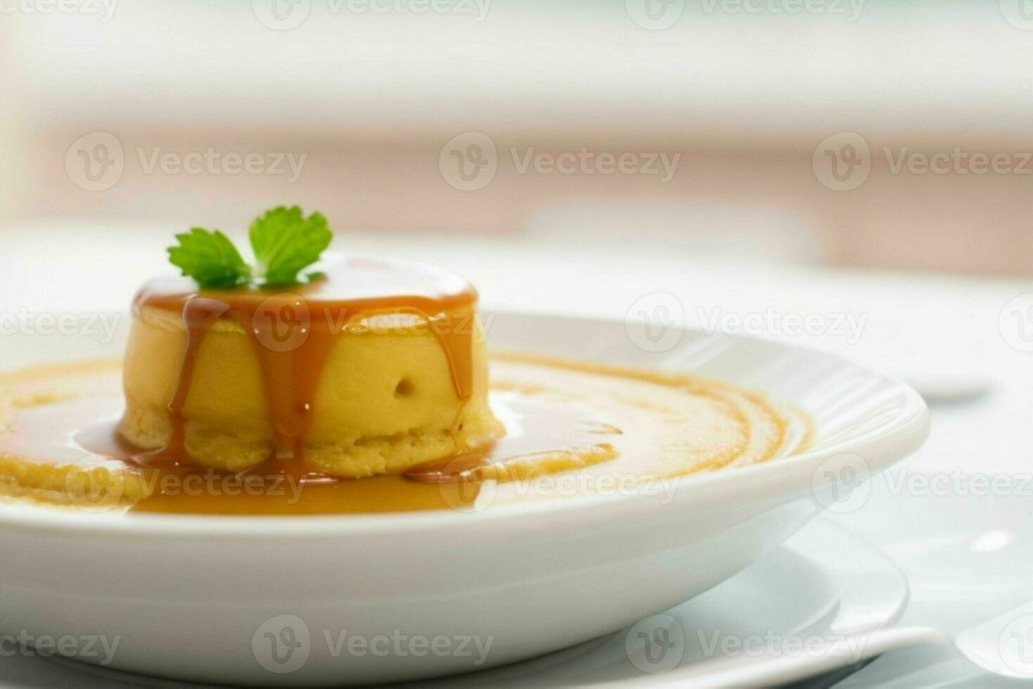 AI generated Caramel custard pudding. Pro Photo