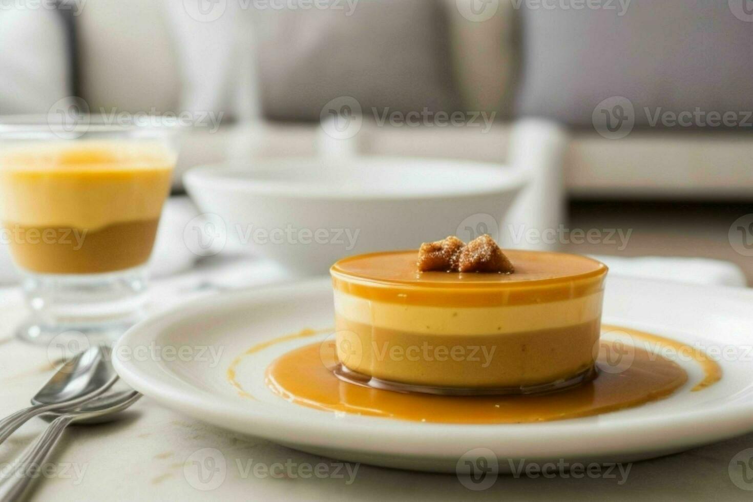 AI generated Caramel custard pudding. Pro Photo