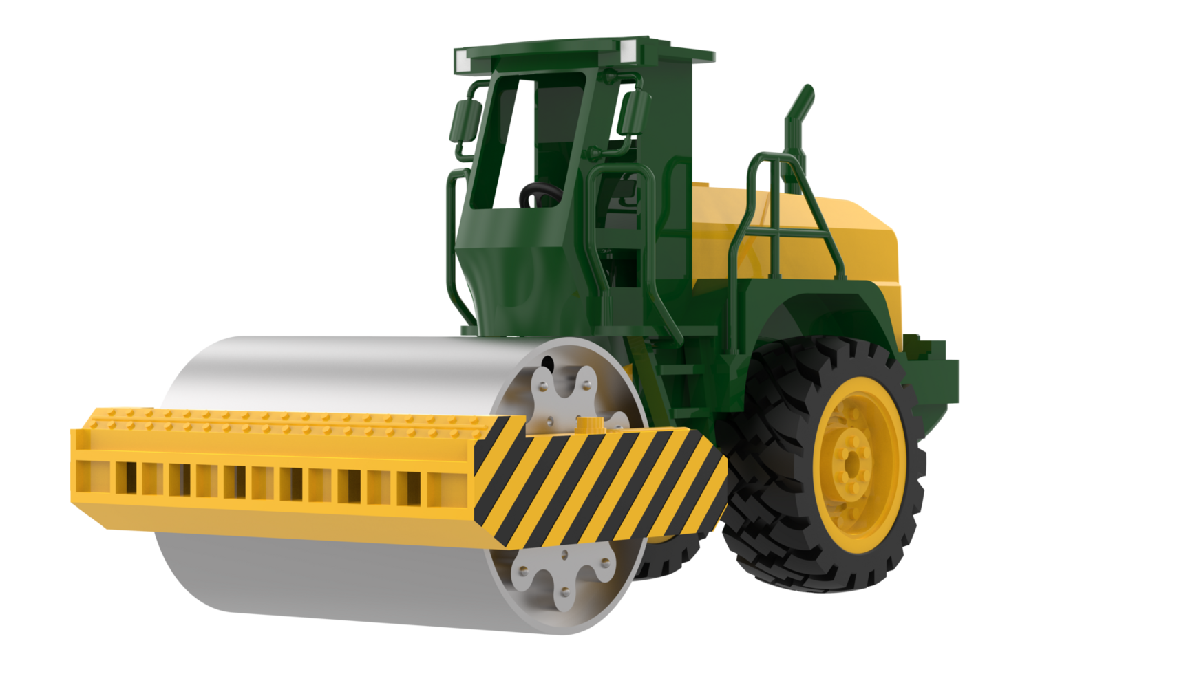 Construction machine. Road roller isolated on background. 3d rendering - illustration png